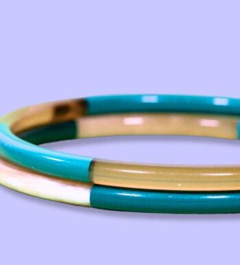 Bracelet corne 3 lignes vert 5mm 3