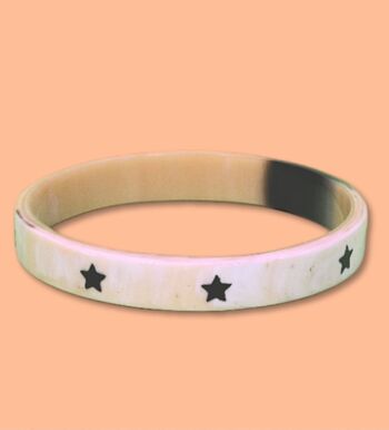 Bracelet corne étoiles noir 1