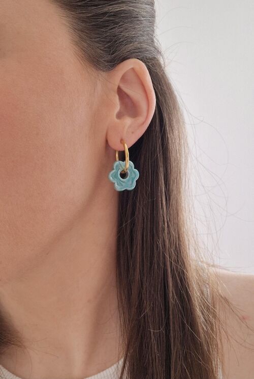 Boucles d'oreilles Flower bleu turquoise