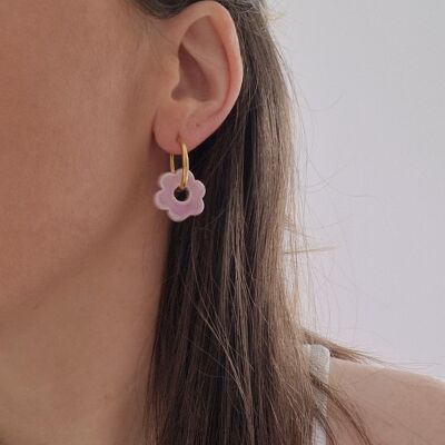 Pearly purple Flowers earrings