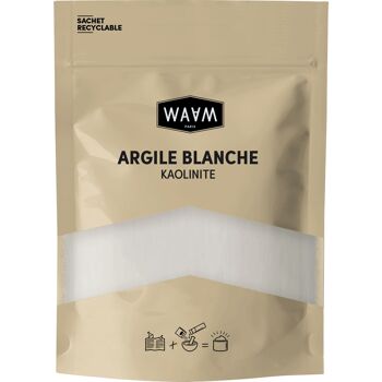 WAAM Cosmetics – Argile Blanche Kaolinite – 100% pure et naturelle – Argile adoucissante et détoxifiante – 150g DOYPACK