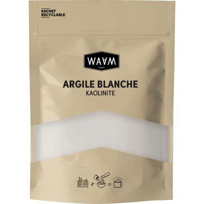 WAAM Cosmetics – Argilla Bianca Caolinite – 100% pura e naturale – Argilla addolcente e detossinante – DOYPACK 150g