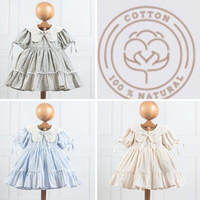 Eine Packung mit vier Größen, perfektes Oster- und Eid-Klassiker-Kleiderset für Mädchen von 6–18 Monaten