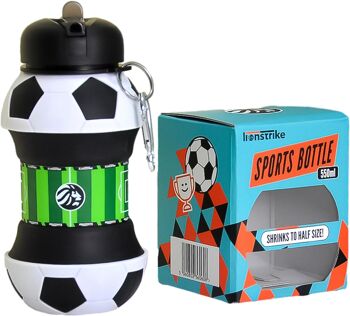 Lionstrike Bouteille d'eau de sport pour enfants, cadeaux de football pour garçons et filles – Bouteille de football pliable (550 ml) 1