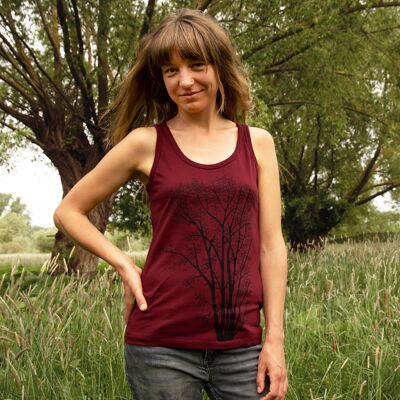 Alder with magpie tank top in burgundy