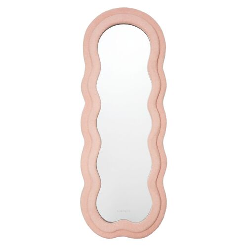 Espejo de Pie Cuerpo Entero con Marco Tejido Rizo Rosa