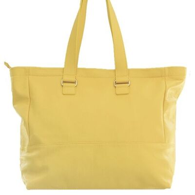 Yellow leather tote bag