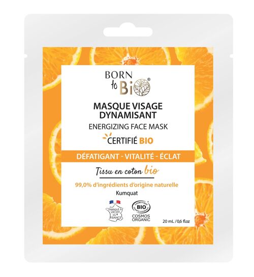 Masque visage Dynamisant en coton - Certifié Bio