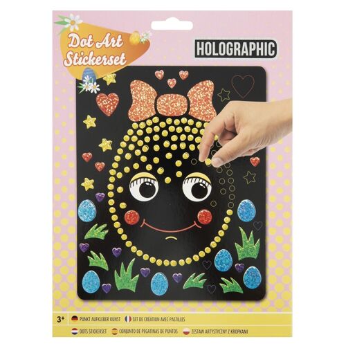 Easter Holographic Dot Sticker Set "Girl" - 22 x18 cm