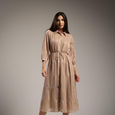 Midi dress with delicate print and belt