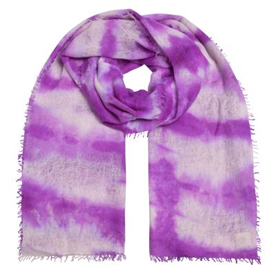 Cashmere scarf Tini-cs in cream neon purple
