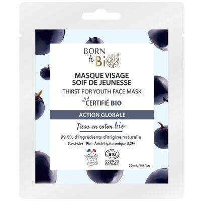 Masque visage Soif de Jeunesse en coton - Certifié Bio