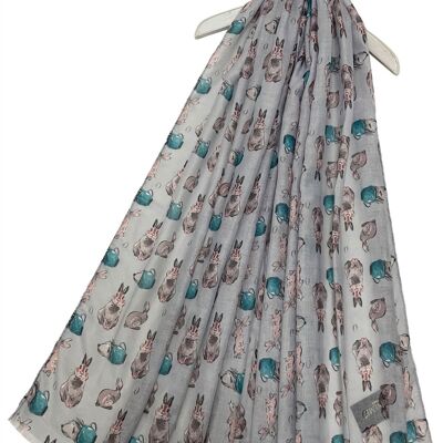 Storybook Bunny Rabbit Print Frayed Scarf