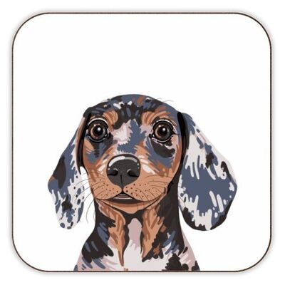 Posavasos 'Ilustración de cachorro de perro salchicha moteado