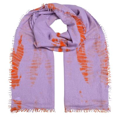 Cashmere scarf Sally-cs in lavender-neon orange