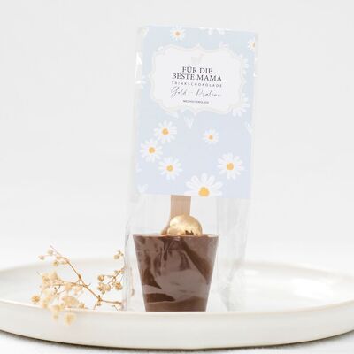 Pralina dorata al cioccolato da bere “Per la migliore mamma”