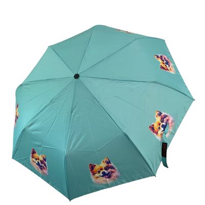 Paraguas con estampado de perro Pomerania (corto) - Multicolor