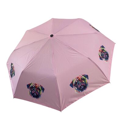 Paraguas con estampado de perro Pug (corto) - Multicolor