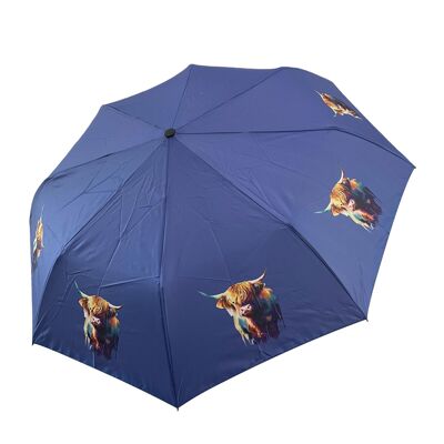Paraguas con estampado de vaca de las Highlands escocesas (corto) - Multicolor