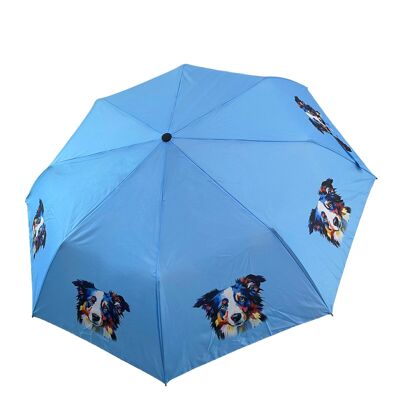 Regenschirm mit Border-Collie-Hundemuster (kurz) – Mehrfarbig