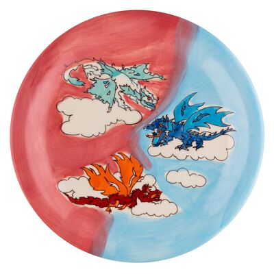 Assiette Dragon Time - vaisselle en céramique - peinte à la main