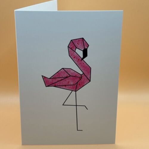 Origami Flamingo Greeting Card