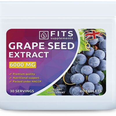 Extracto de semilla de uva, tabletas de 6000 mg