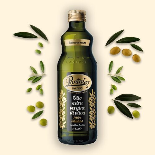 Olio extra vergine di Oliva 100% Italiano, bottiglia da 750 ml