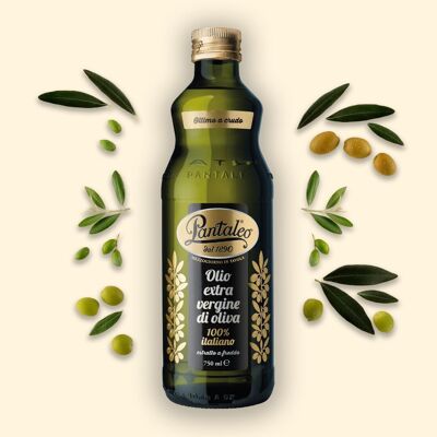 Aceite de oliva virgen extra 100% italiano, botella de 750 ml.