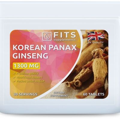 Tabletas de 1300 mg de ginseng coreano