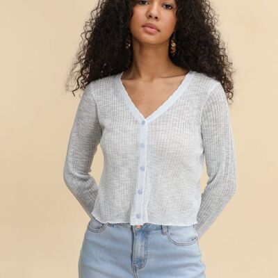 Cardigan in maglia fine a coste - 8792