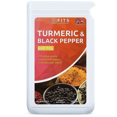 Turmeric 600mg with Piperine 180 capsules