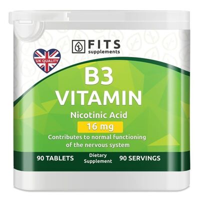 Vitamin B3 16mg (Niacin) 90 tablets