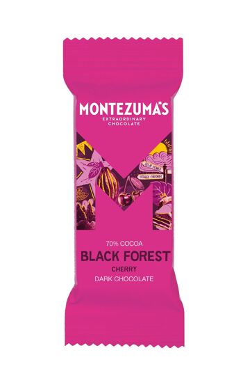 Mini barre de chocolat noir 70 % Forêt-Noire avec cerises 25 g 2