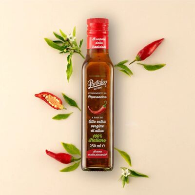 CHILI-PFEFFER-GEWÜRZ AUF BASIS VON 100 % ITALIENISCHEM NATIVES OLIVENÖL EXTRA. 250-ML-FLASCHE