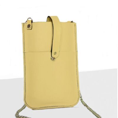 Mini bolso con cadena CELL GOLD CANNARY. Cuero vacuno.