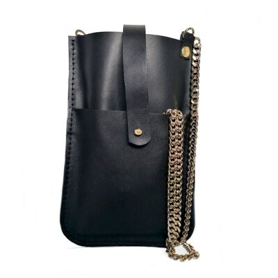 CELL GOLD BLACK mini bag, with chain.   Cow leather.