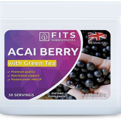 Tabletas de Acai Berry 2000 mg y té verde 1350 mg