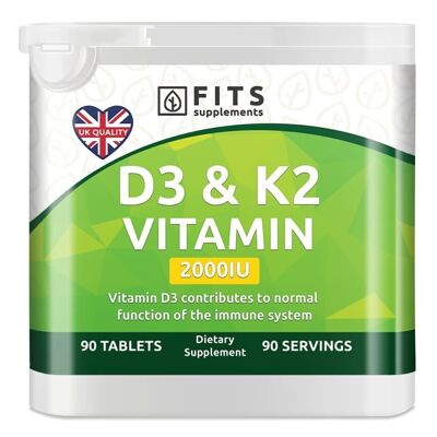 Vitamin D3 2000IU with Vitamin K2 90 tablets