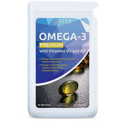 Omega 3 Premium con vitaminas D3 y K2 90 cápsulas blandas