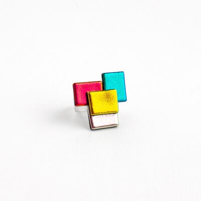 Anillo Puzzle de Vidrio Dicroico Multicolor