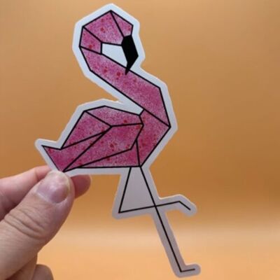 Origami-Flamingo-Aufkleber