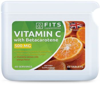 Vitamine C 500 mg Orange avec comprimés à croquer bêta-carotène