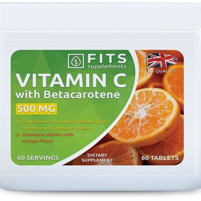 Vitamine C 500 mg Orange avec comprimés à croquer bêta-carotène