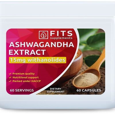 Extrait d'Ashwagandha Fort 600 mg 15 mg gélules de vitatinoïdes