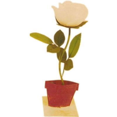 METAL POT "ROSE" WITH LARGE WHITE CANDLE CA-024 WHITE