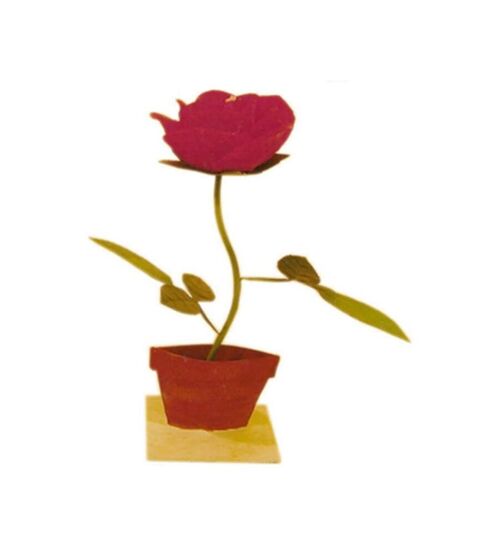 METAL POT "ROSE" WITH LARGE RED CANDLE CA-024 RED