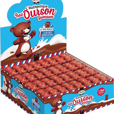 Cémoi - L’Authentique Petit Ourson Marshmallow Display, Milk Chocolate – Made in France, 140 Pieces of 11.5g