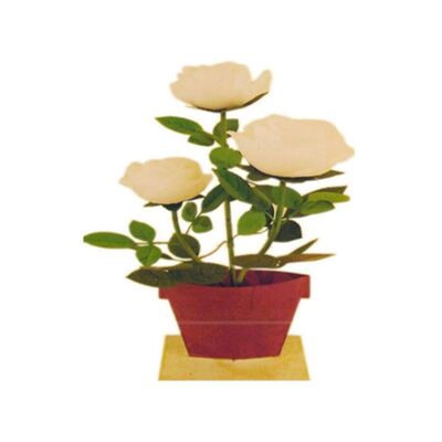 POT EN MÉTAL "ROSE" AVEC 3 BOUGIES BLANCHES CA-025 BLANC