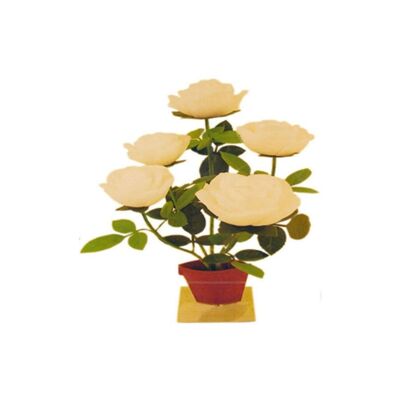 POT EN MÉTAL "ROSE" AVEC 5 BOUGIES BLANCHES CA-026 BLANC